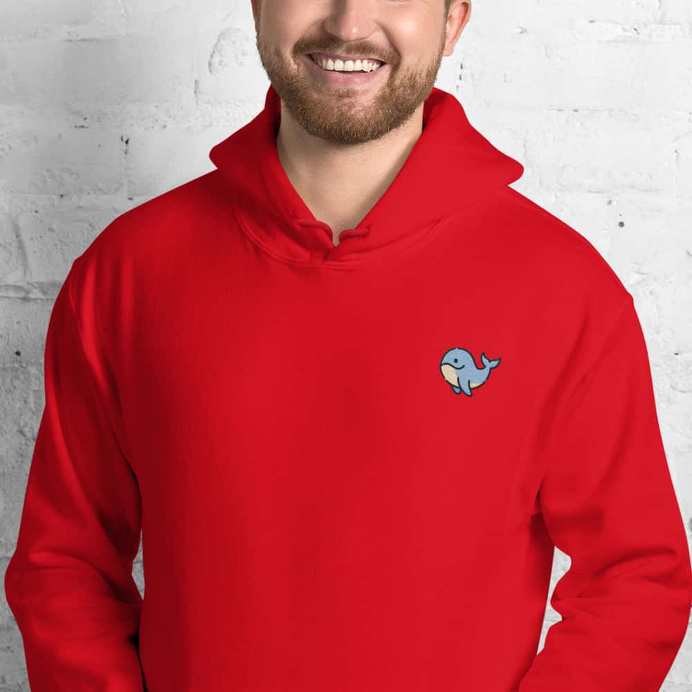 Felpa Unisex Baby Balena-Ricamati-Biiply-Rosso-S-Biiply