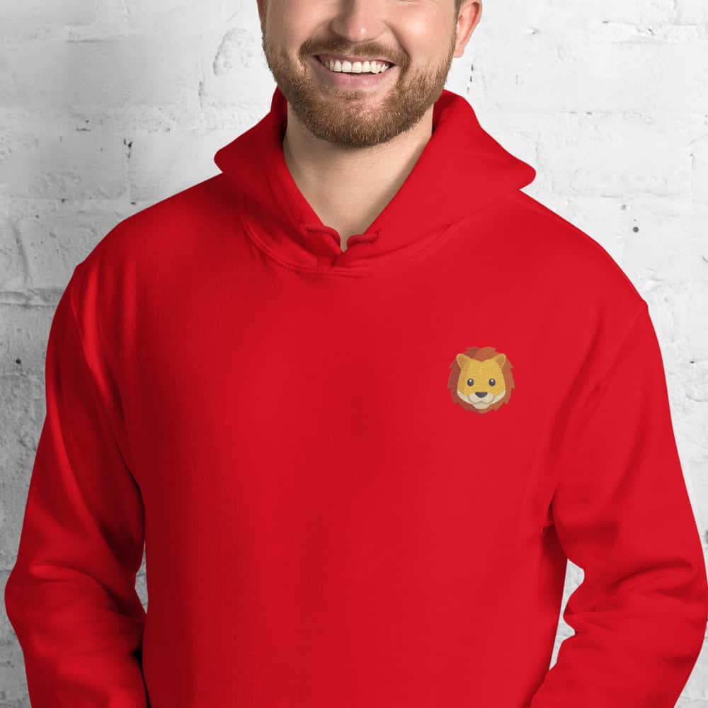Felpa Unisex Leone-Ricamati-Biiply-Rosso-S-Biiply