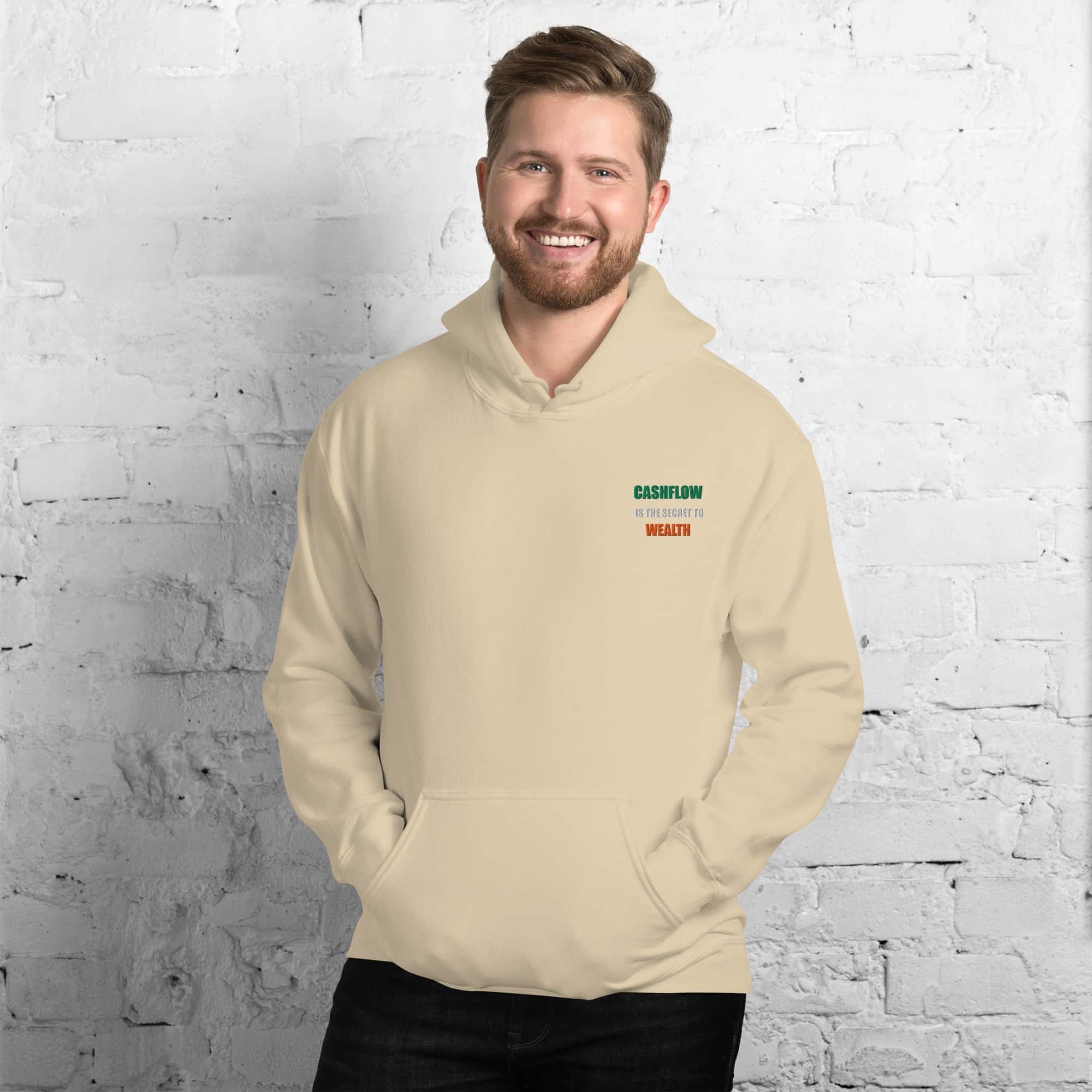 Felpa Unisex Cashflow Secret Wealth White-Ricamati-Biiply-Biiply