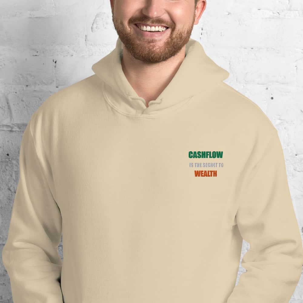 Felpa Unisex Cashflow Secret Wealth White-Ricamati-Biiply-Sabbia-S-Biiply