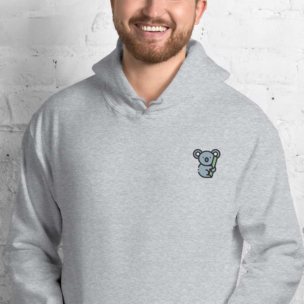 Felpa Unisex Koala-Ricamati-Biiply-Grigio Sportivo-S-Biiply