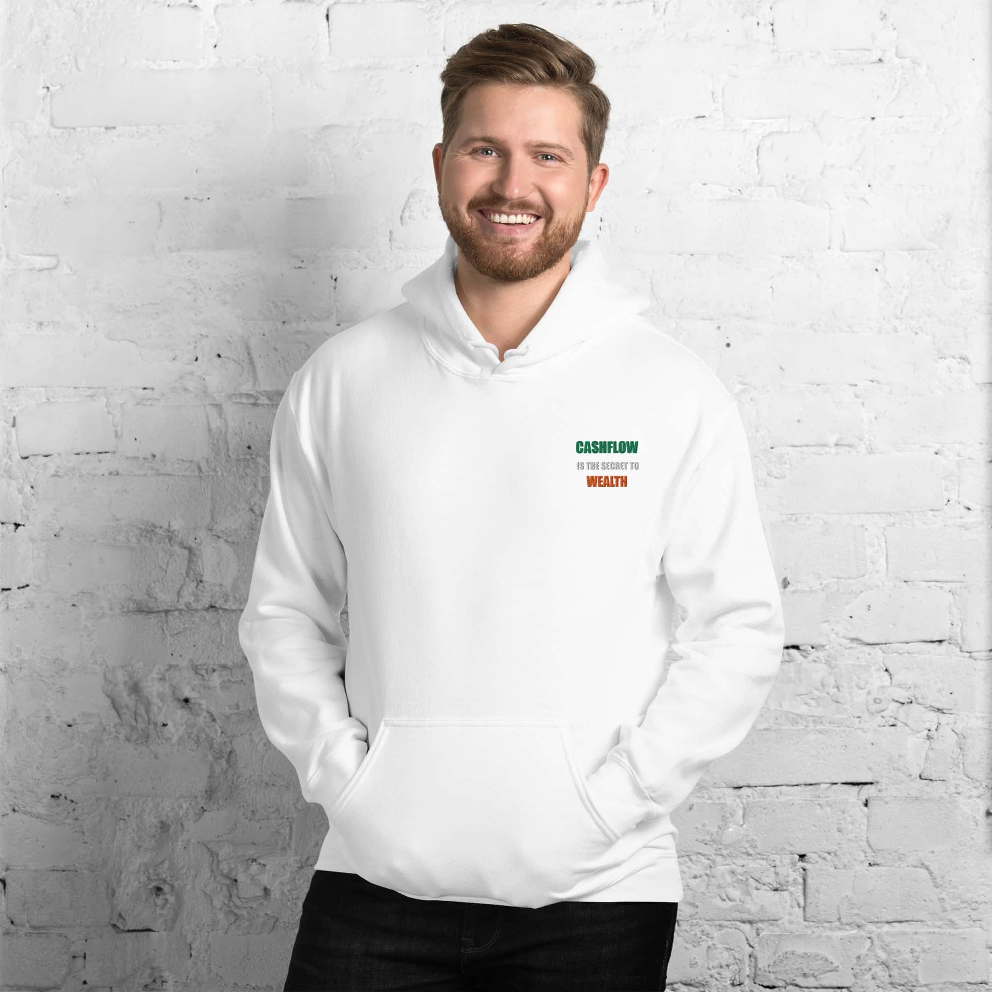 Felpa Unisex Cashflow Secret Wealth White-Ricamati-Biiply-Biiply