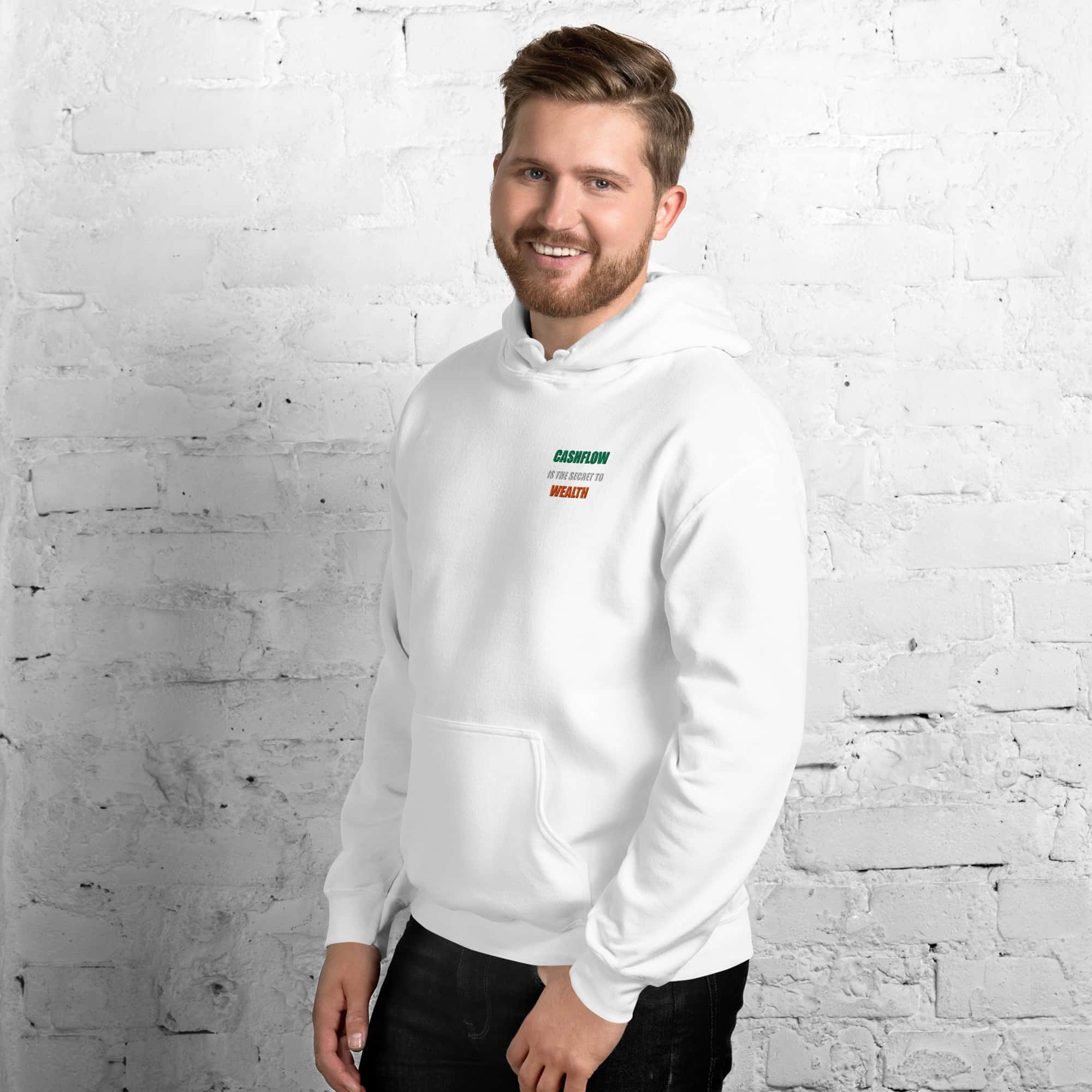 Felpa Unisex Cashflow Secret Wealth White-Ricamati-Biiply-Biiply