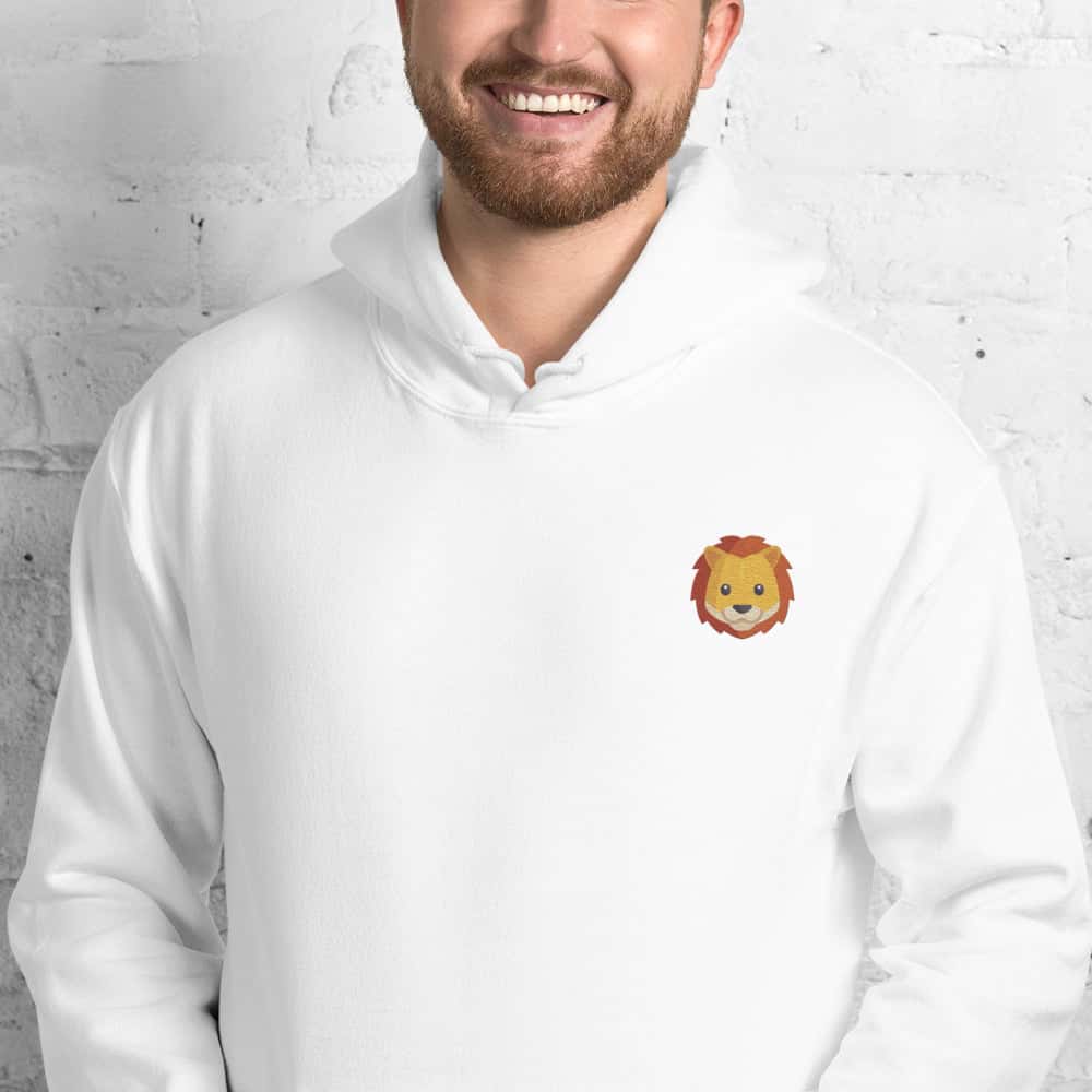 Felpa Unisex Leone-Ricamati-Biiply-Bianco-S-Biiply